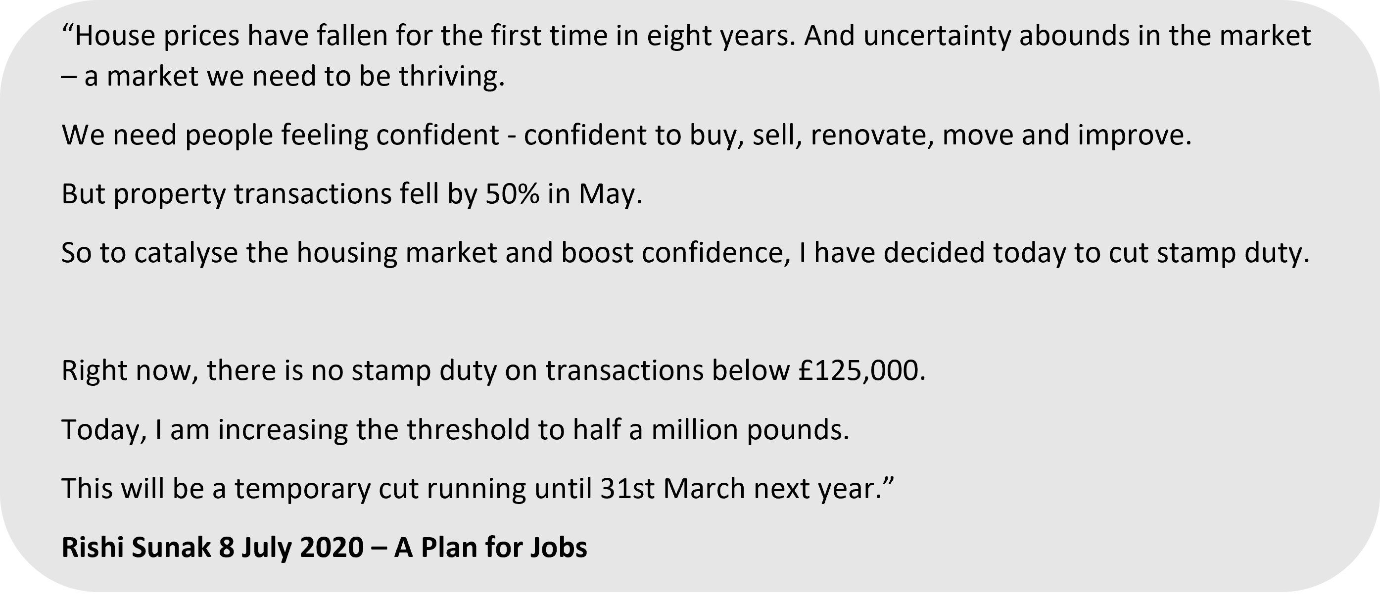 Rishi Sunak Stamp Duty holiday tax Cut A Plan for Jobs Twindig anthony codling